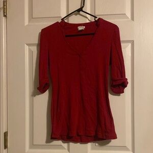 Maurices Fitted Red Blouse with Three-Quarter Sleeves